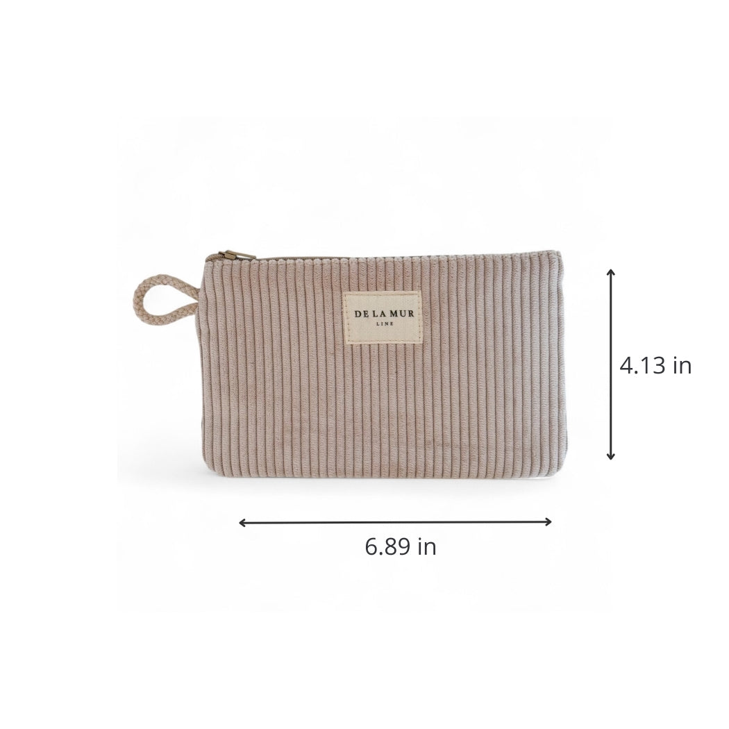 DE LA MUR corduroy makeup bag dimensions diagram, 6.89 x 4.13 in