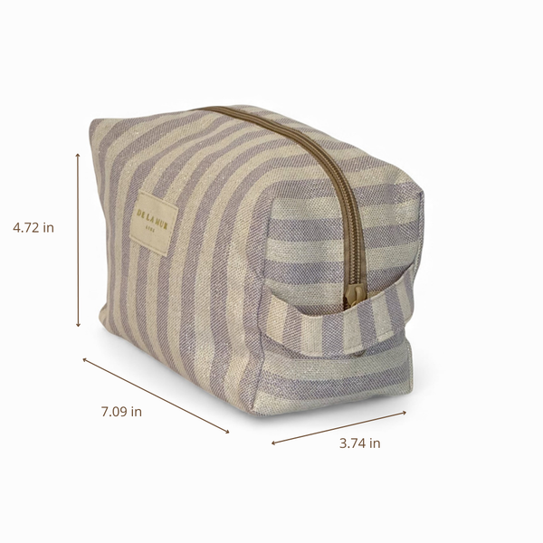 DE LA MUR Lulil striped makeup bag dimensions diagram in inches