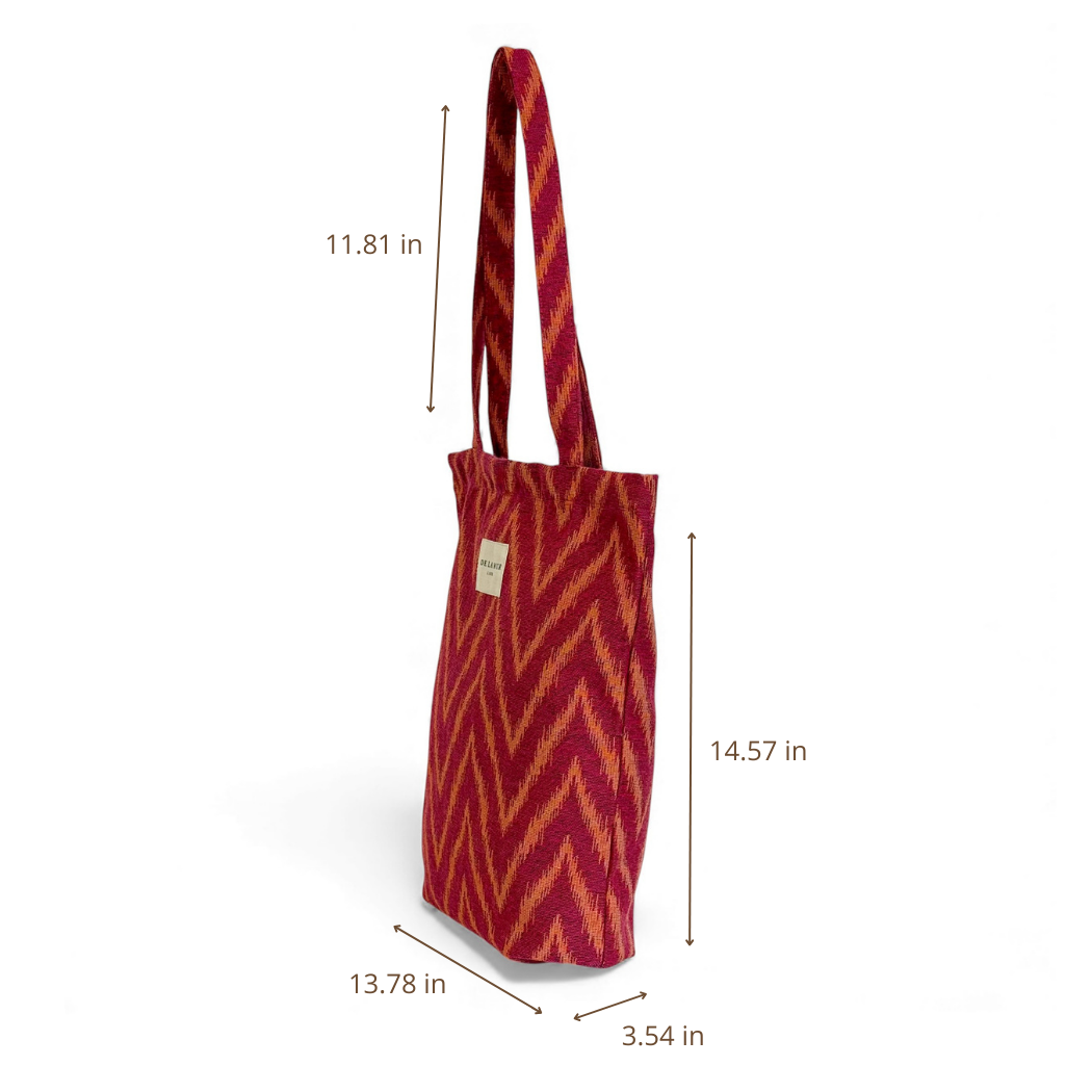 DE LA MUR Fuego zippered bag dimensions diagram in inches, side view