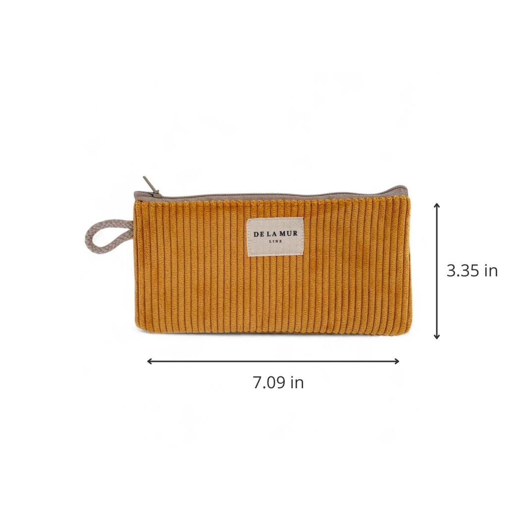 DE LA MUR corduroy eyewear case dimensions diagram, 7.09 by 3.35 inches