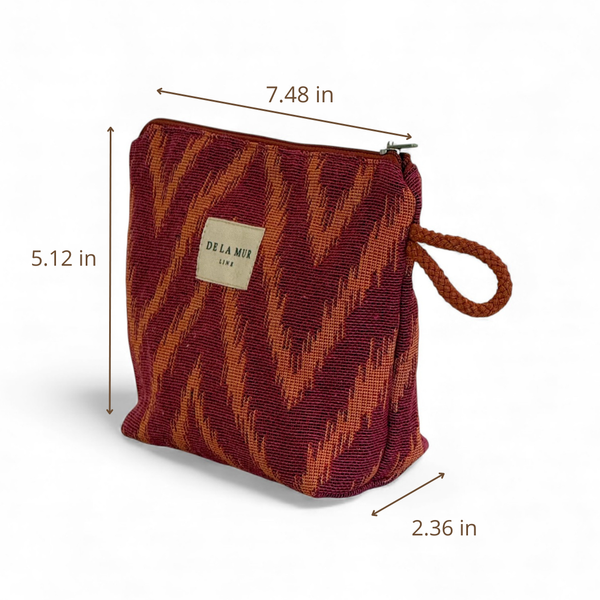 Zigzag Jacquard Small Makeup Bag – Pink & Orange (Fuego)