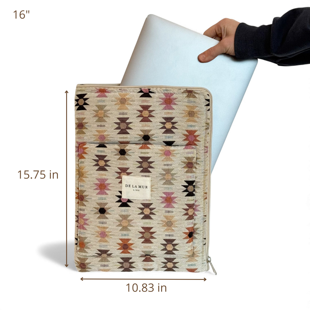 DE LA MUR Royal laptop bag dimensions diagram, 16 inch size in inches