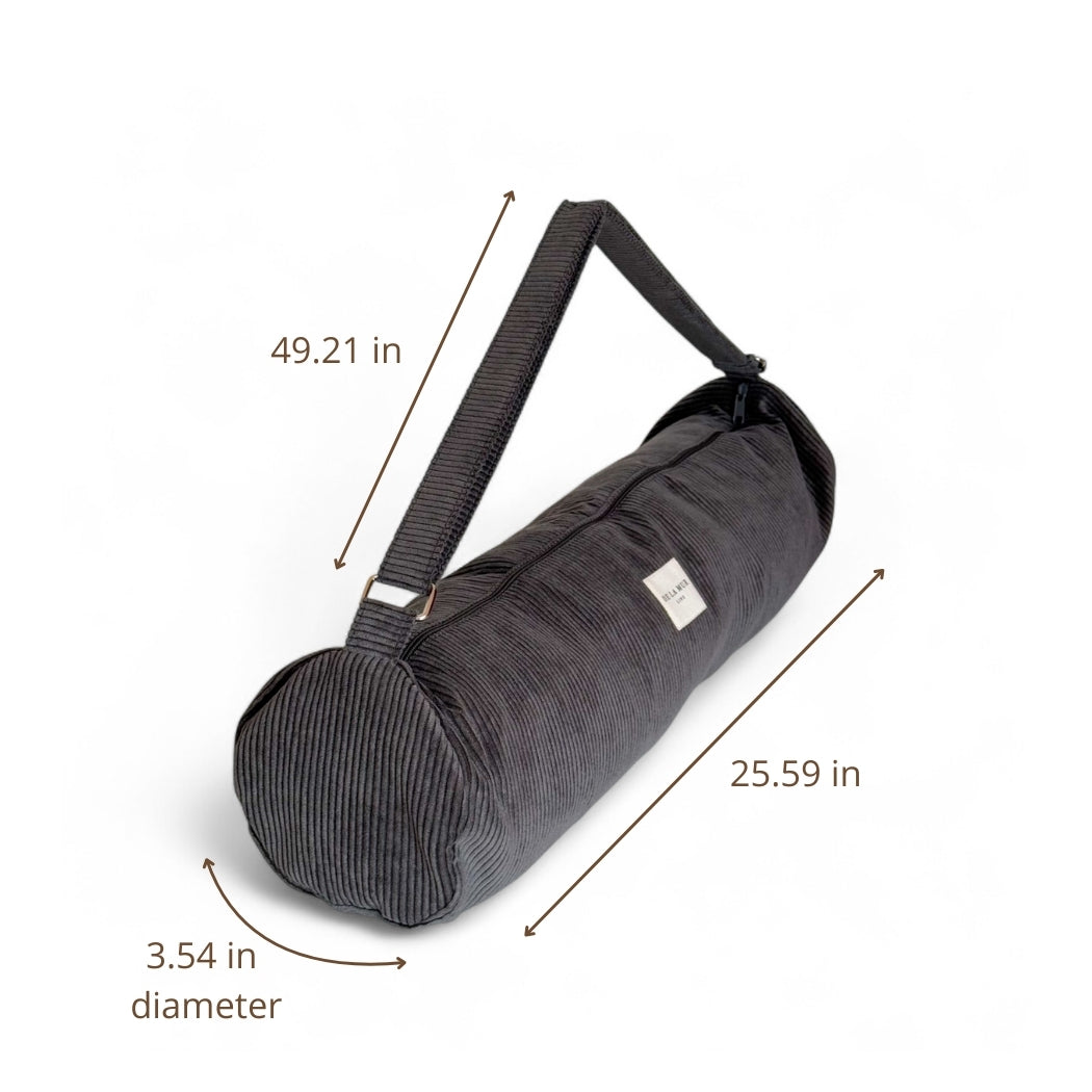 DE LA MUR Boni gray yoga mat bag dimensions diagram in inches