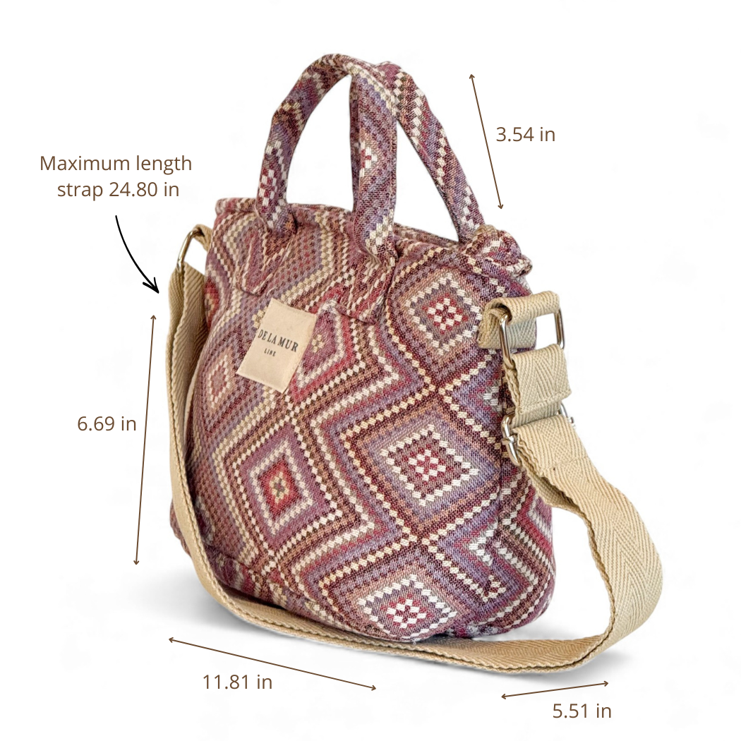 DE LA MUR Nana basket handbag dimensions diagram in inches