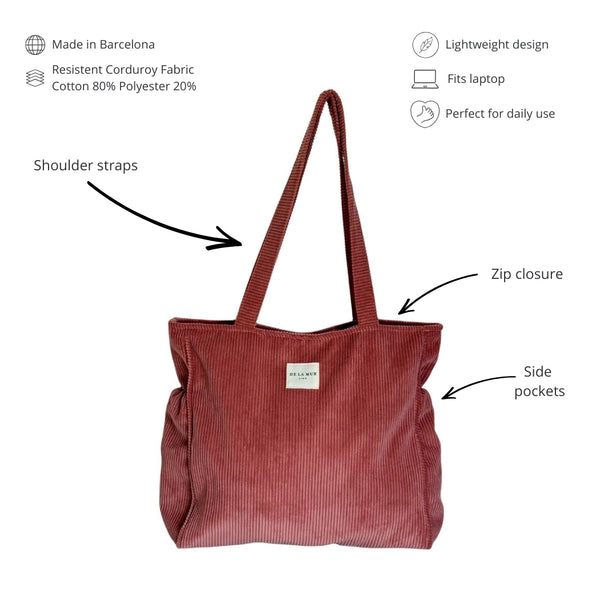 Zippered Tote Bag Coral