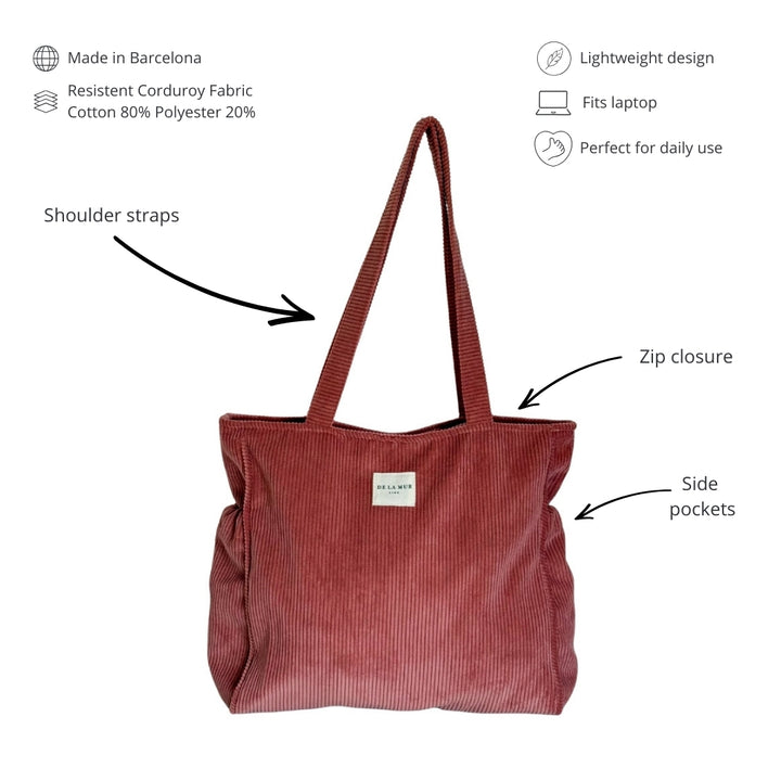 Zippered Tote Bag Coral