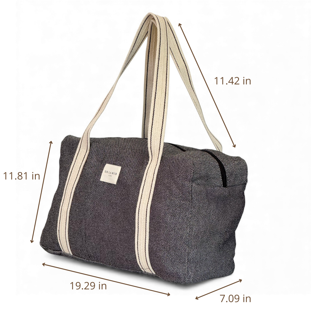 DE LA MUR Sinay sports bag dimensions diagram with measurements in inches