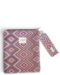 DE LA MUR Nana geometric jacquard book cover in pink and lilac diamonds with matching bookmark, front view