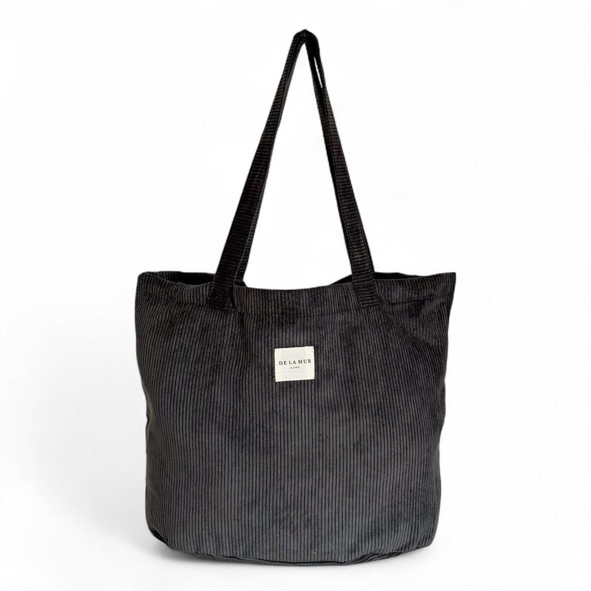 DE LA MUR Boni corduroy tote bag in gray, front view