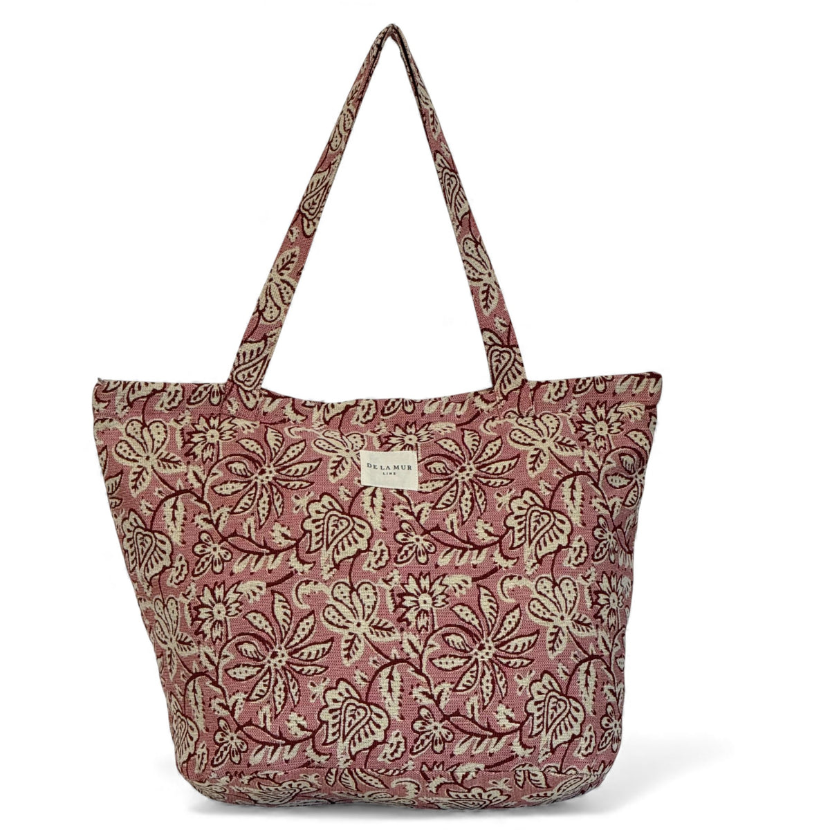 DE LA MUR Came floral jacquard tote bag in dusty rose, front view