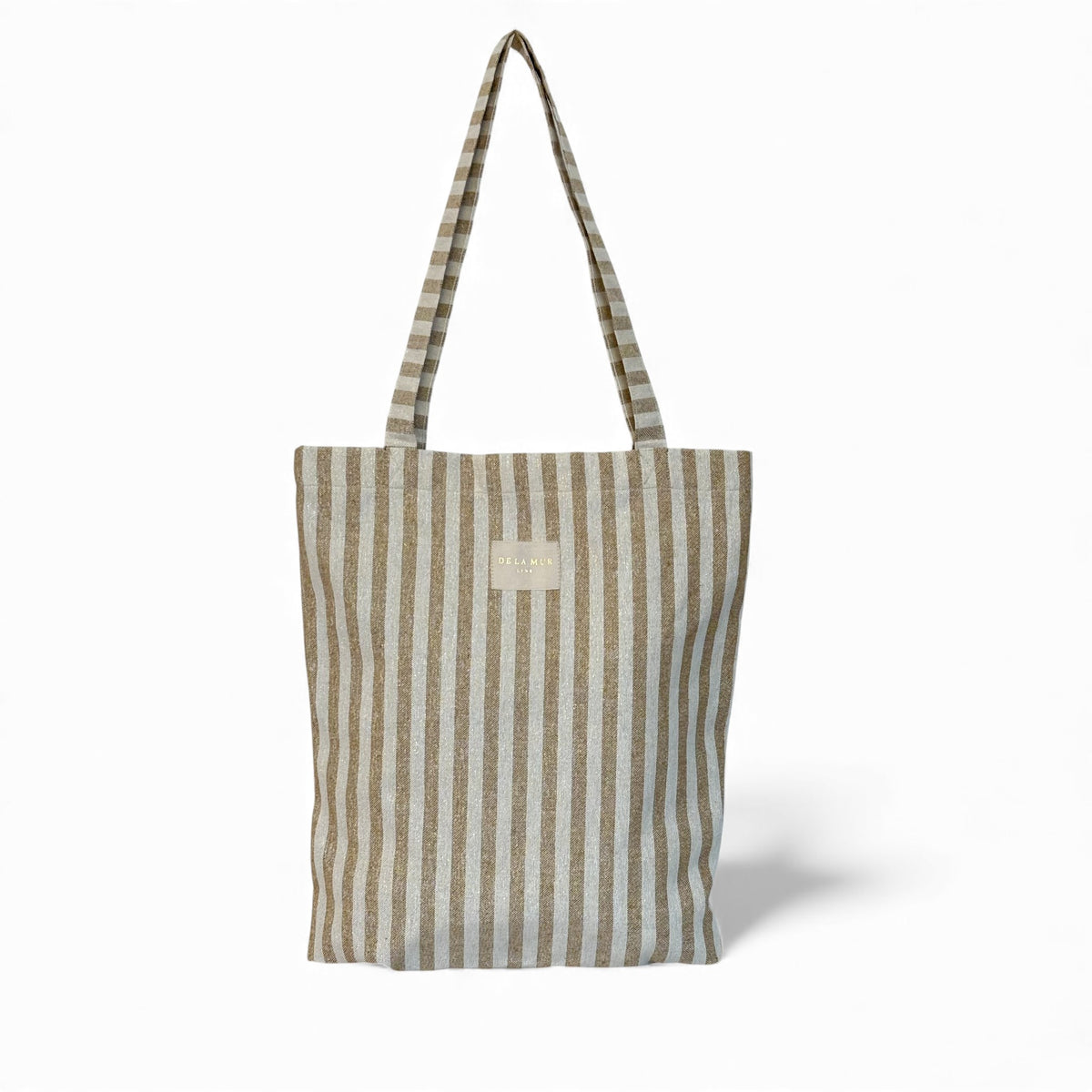 DE LA MUR Lumos striped zippered bag in mustard and gold, front view