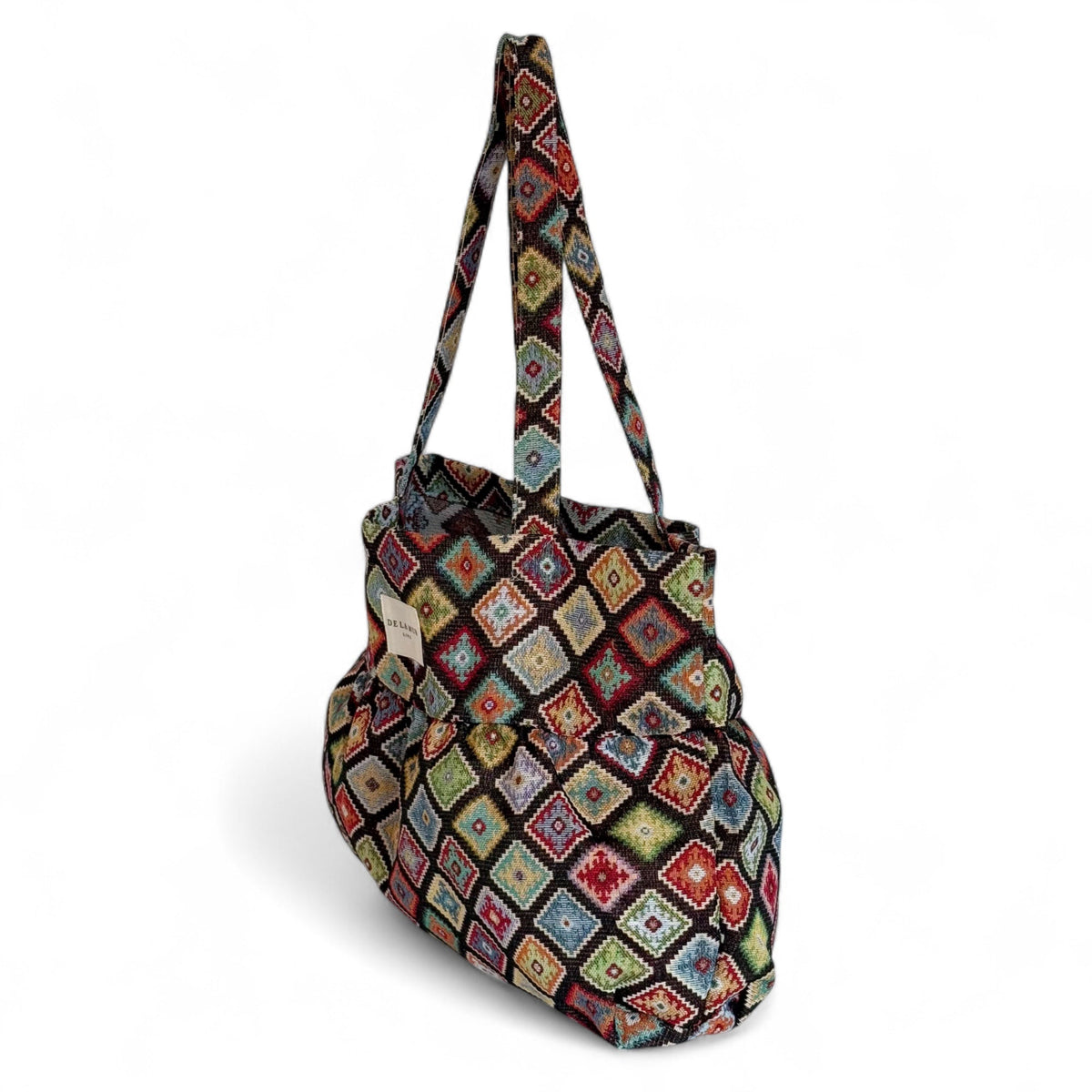 DE LA MUR Join jacquard ruffle tote bag, three-quarter side view