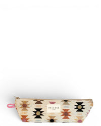 DE LA MUR Royal geometric jacquard pencil case in ecru, front view