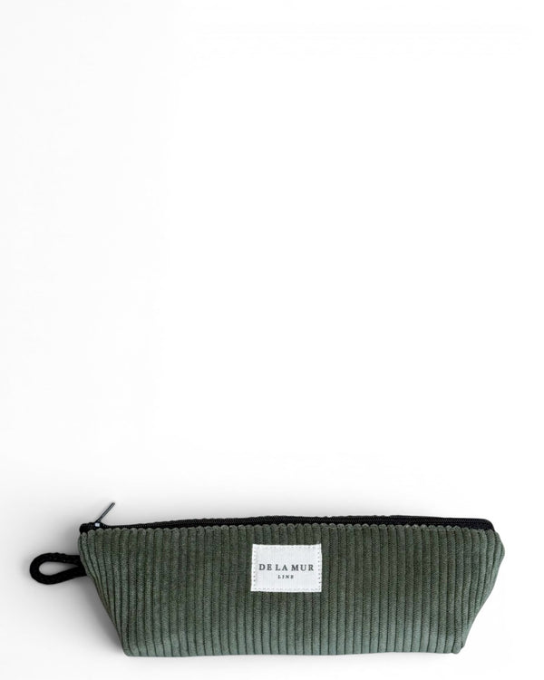 Corduroy Pencil case - Black & Green (Tree)