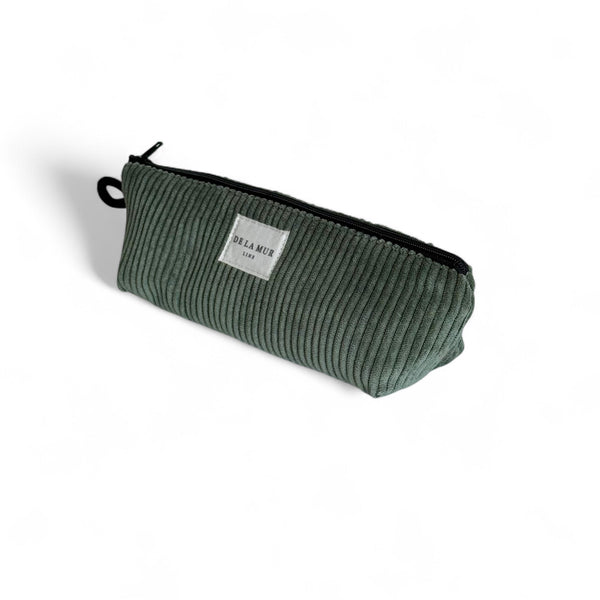Corduroy Pencil case - Black & Green (Tree)