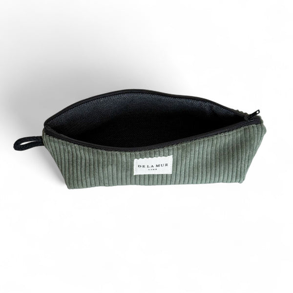 Corduroy Pencil case - Black & Green (Tree)