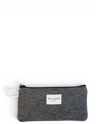 DE LA MUR Sinay jacquard eyewear case in dark gray, front view with side strap