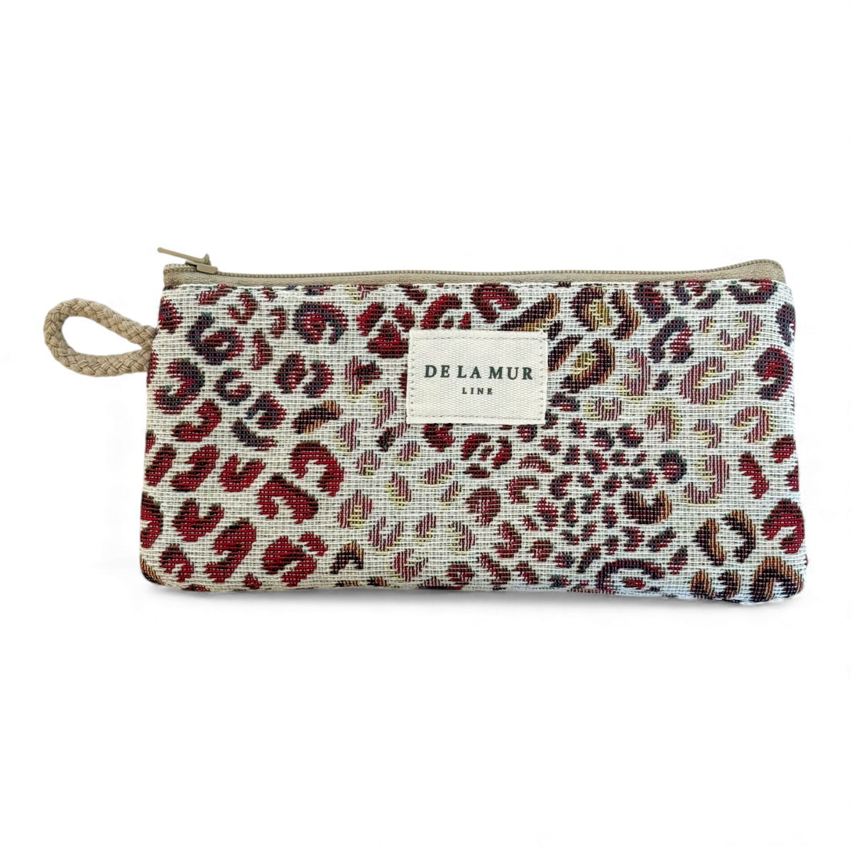 Leopard Jacquard Eyewear Case – Burgundy & Cream (Talco)