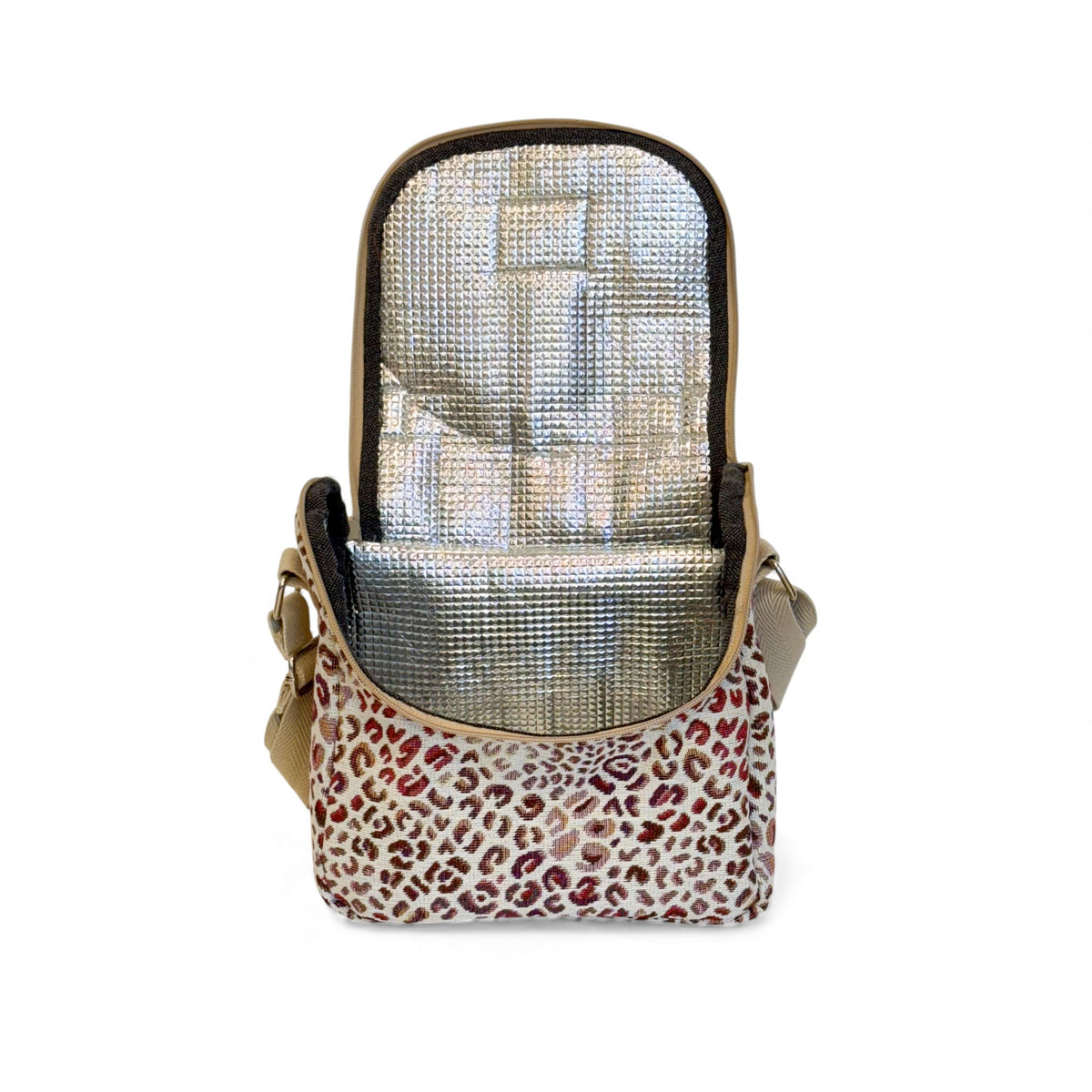 Open DE LA MUR Talco lunch bag showing the foil thermal insulated lining