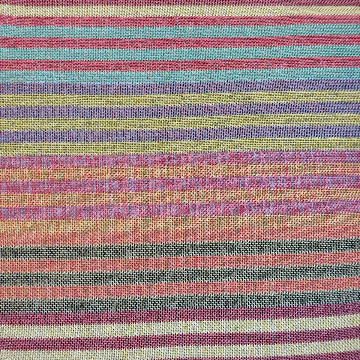 Close-up of the multicolor striped jacquard fabric of the DE LA MUR Maria bag