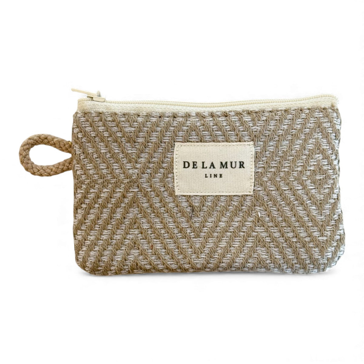Geometric Jacquard Coin Purse – Natural & Off-White (Arena)