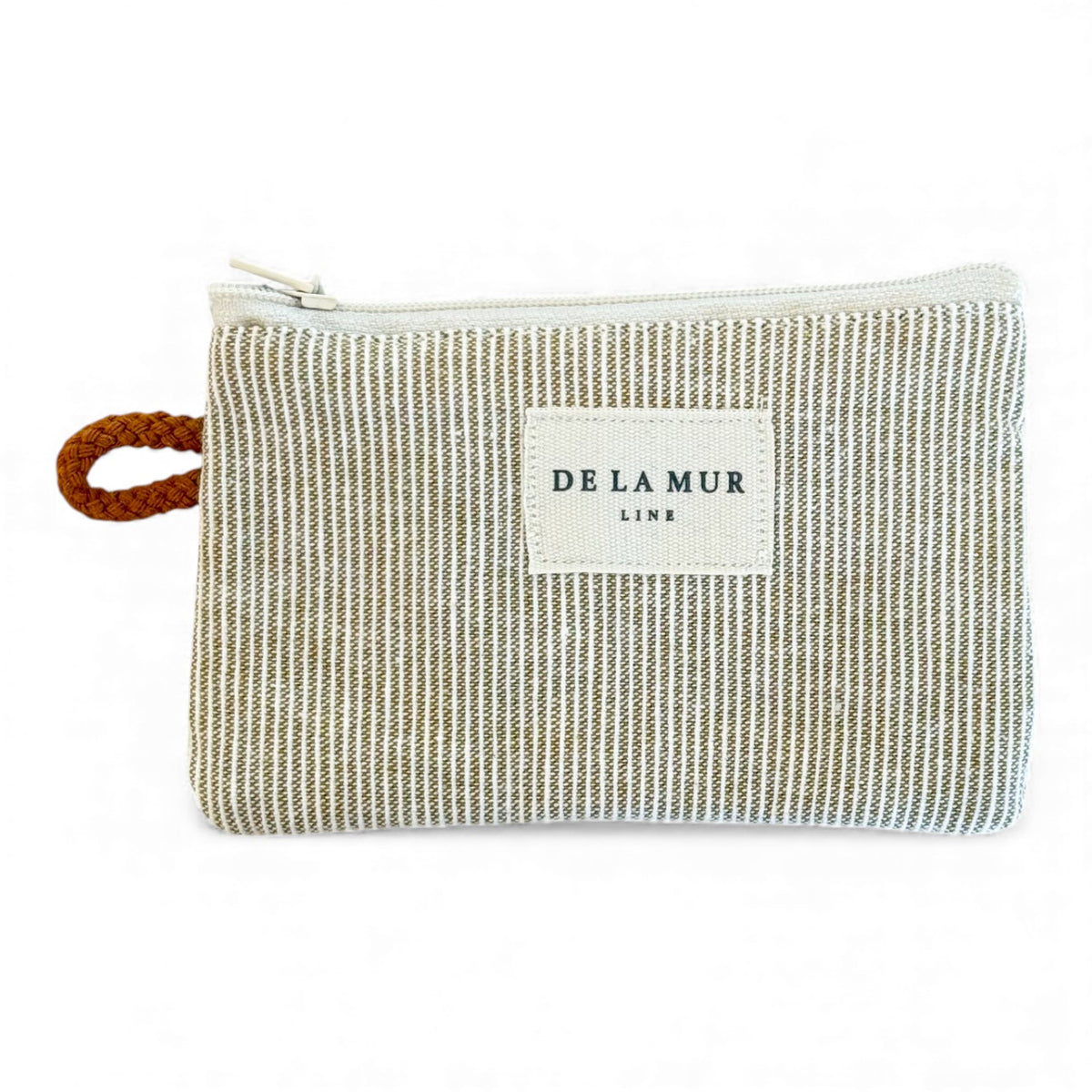 Striped Jacquard Coin Purse – Olive & Cream (Foz)