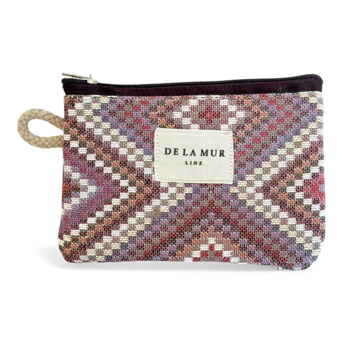 Geometric Jacquard Coin Purse – Pink & Lilac (Nana)