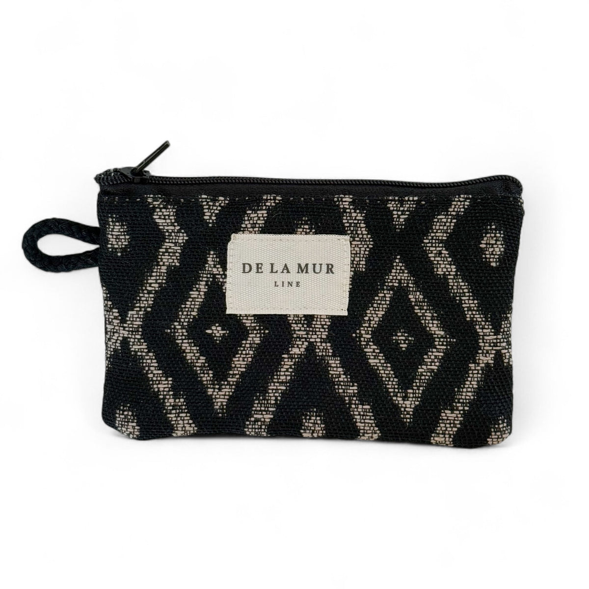 Geometric Jacquard Coin Purse – Beige & Black (Onix)
