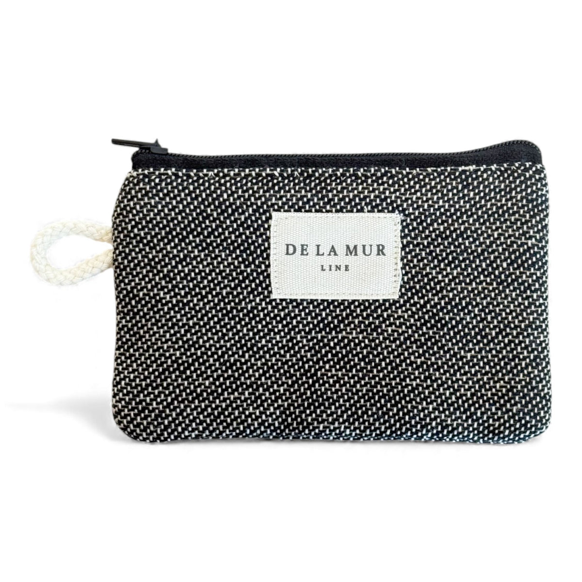 Geometric Jacquard Coin Purse – Navy & Cream (Sinay)