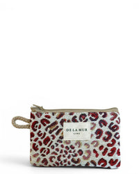 DE LA MUR Talco jacquard coin purse in leopard print, front view