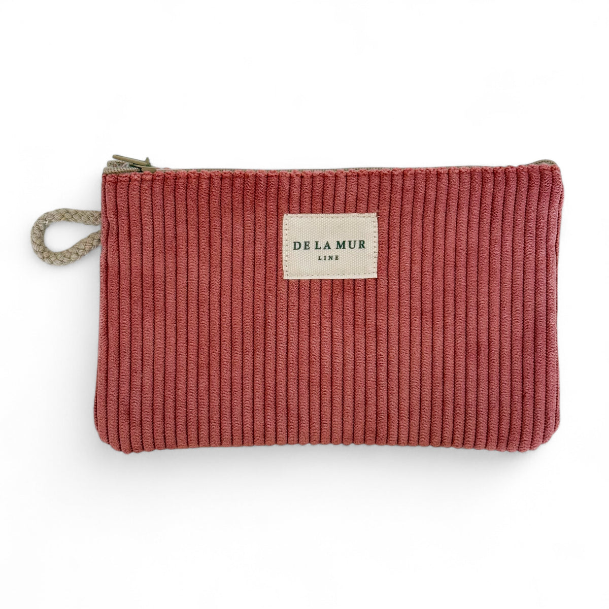 Corduroy Small Makeup Bag / Coin Purse – Coral Pink (Coral)