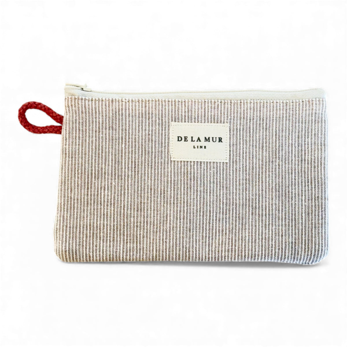 Striped Small Makeup Bag / Coin Purse – Gray & Cream (Ibi)