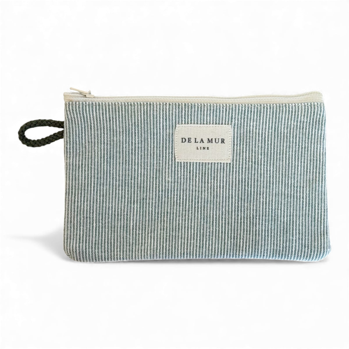 Striped Small Makeup Bag / Coin Purse – Light Green & Green (Teo)