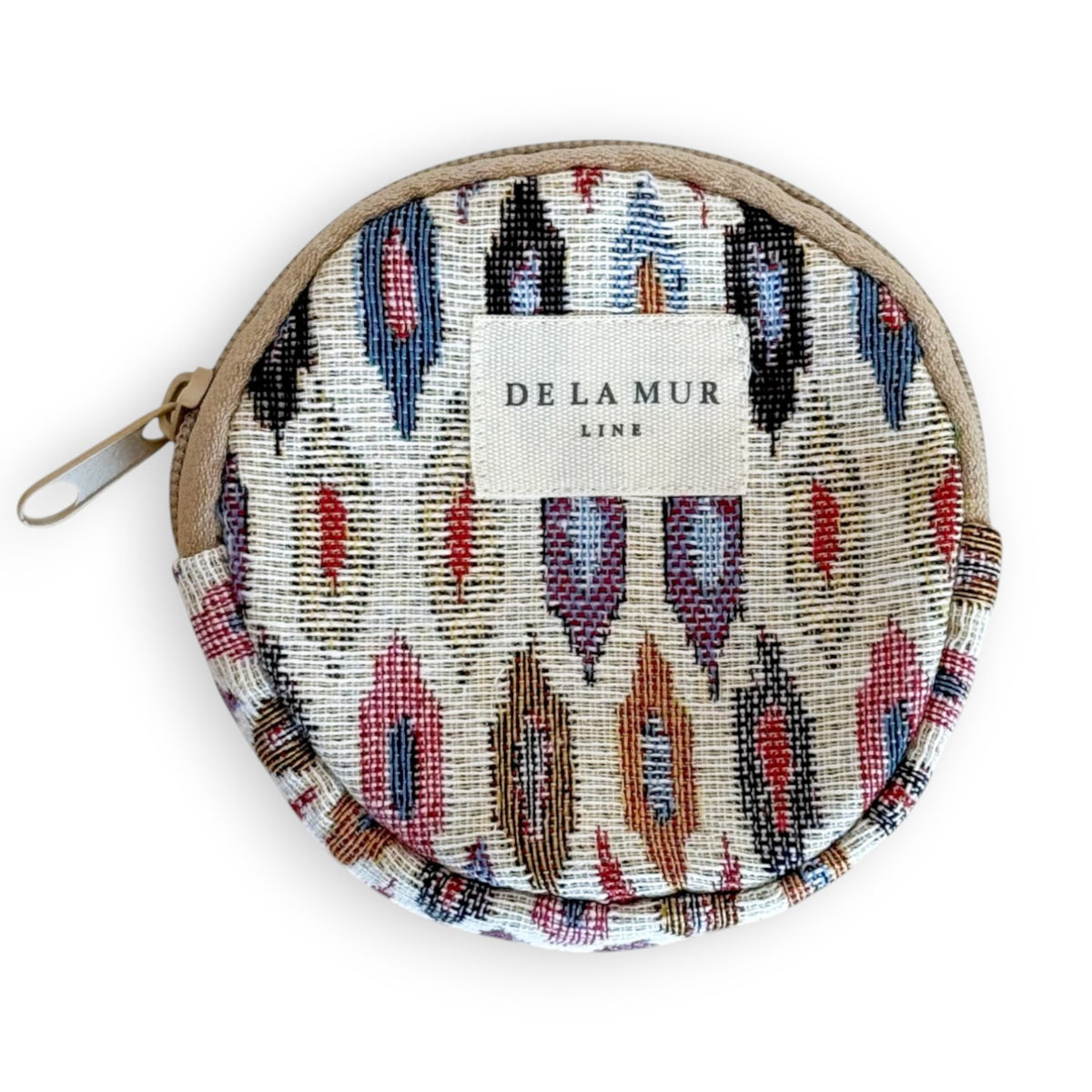 Geometric Jacquard Round Coin Purse – Multicolor & Beige (Urban)