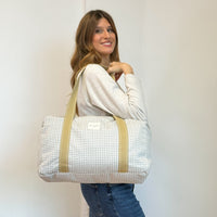 Gingham Jacquard Sports Bag – Beige & Ecru (Vison)