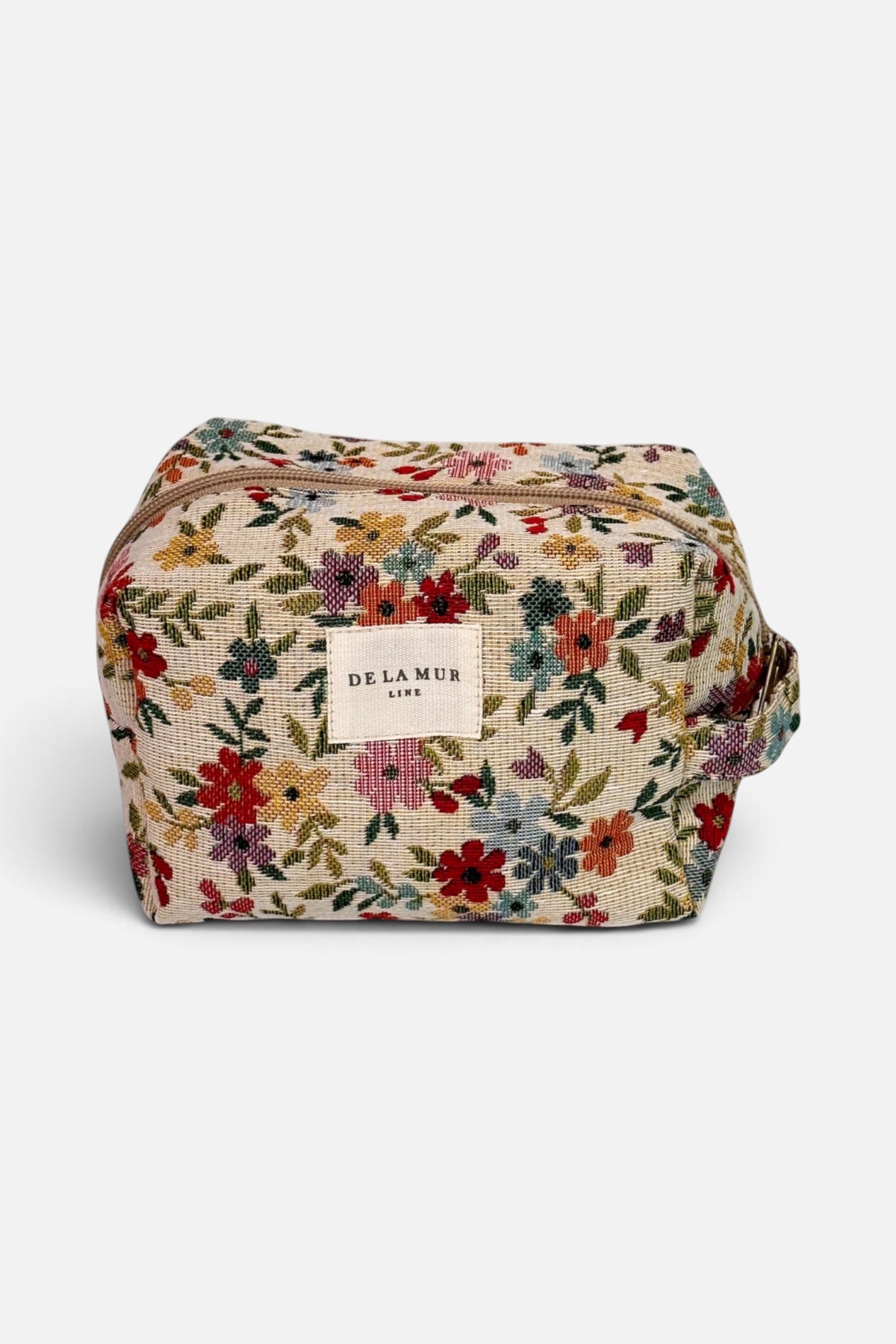 DE LA MUR Blum floral jacquard squared makeup bag, side view