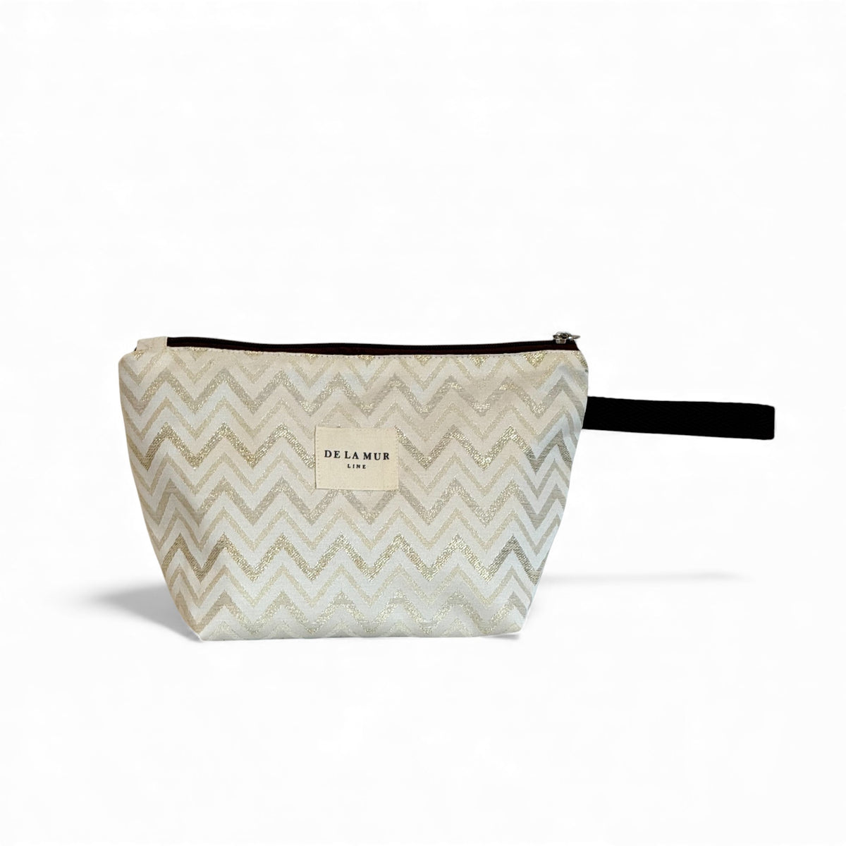 Zigzag Large Makeup Bag – Gold & Off-White (Astro)