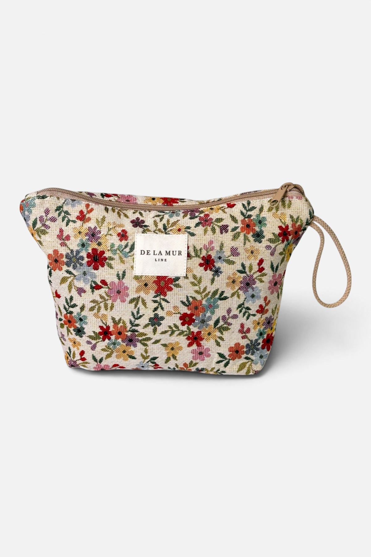 DE LA MUR Blum floral jacquard large makeup bag, side view