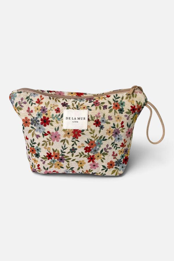 DE LA MUR Blum floral jacquard large makeup bag, side view