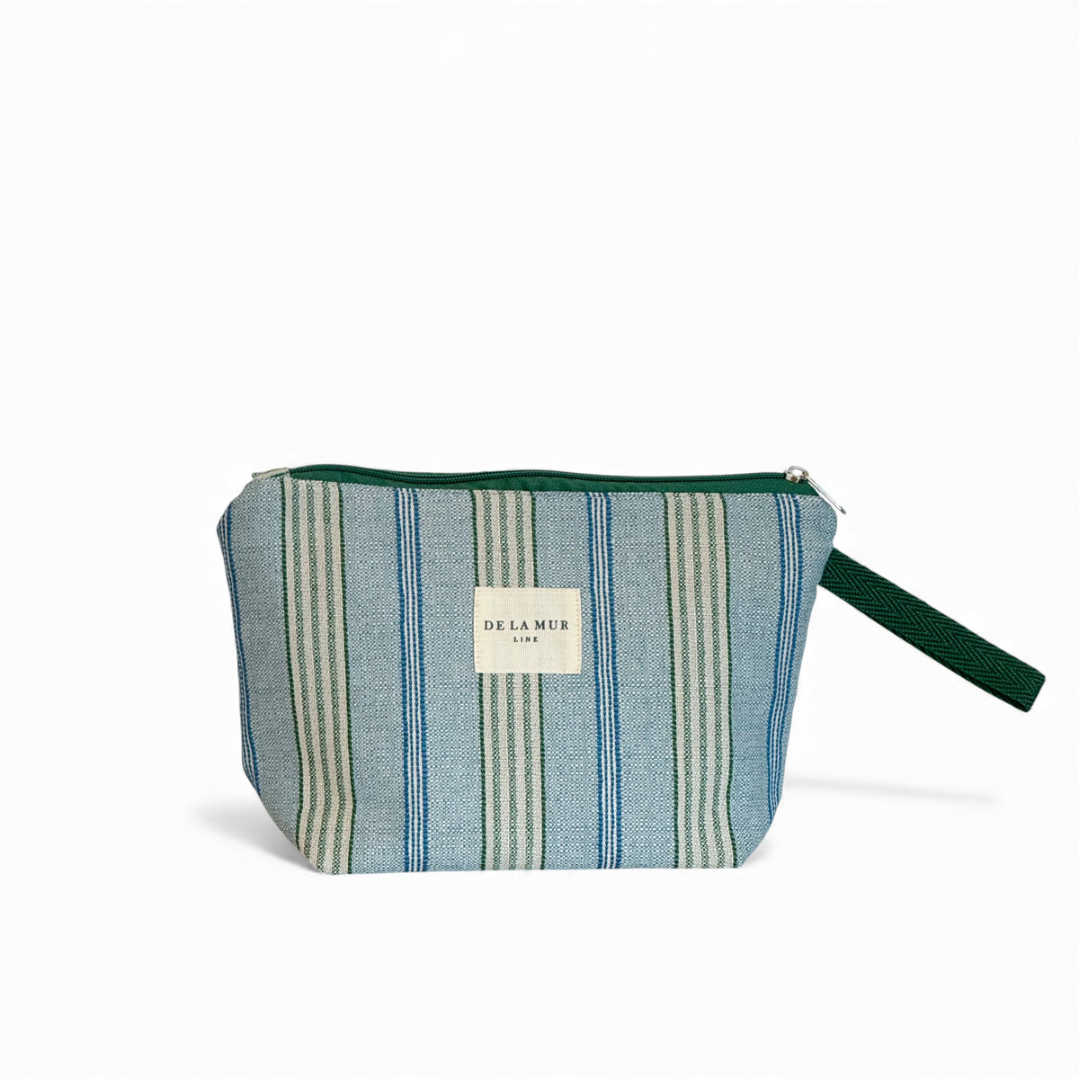 Striped Jacquard Large Makeup Bag – Blue & Green (Cata)