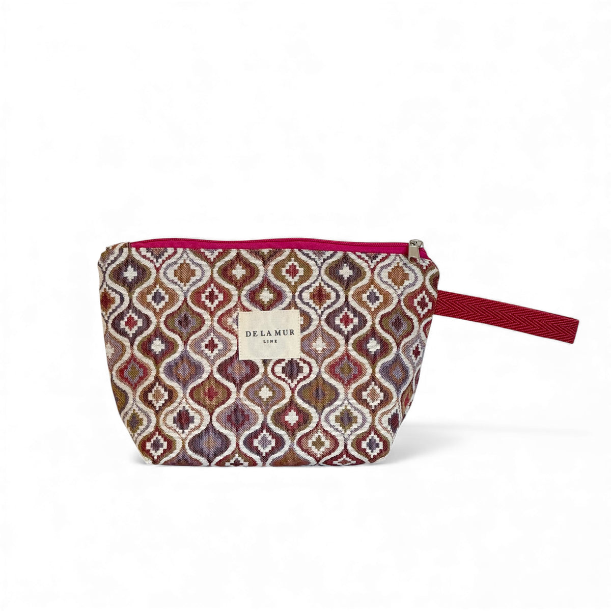 Geometric Jacquard Large Makeup Bag – Terracotta & Lilac (Onda)