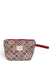 DE LA MUR Onda large makeup bag in pink and lilac ogee jacquard, front view