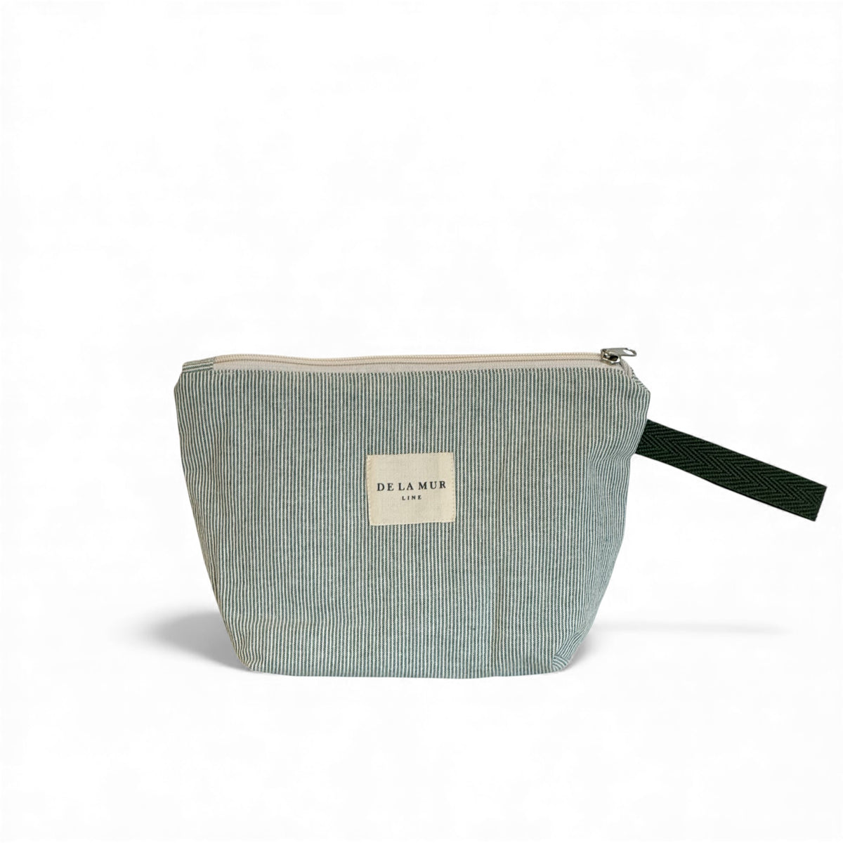 Striped Large Makeup Bag – Light Green & Green (Teo)