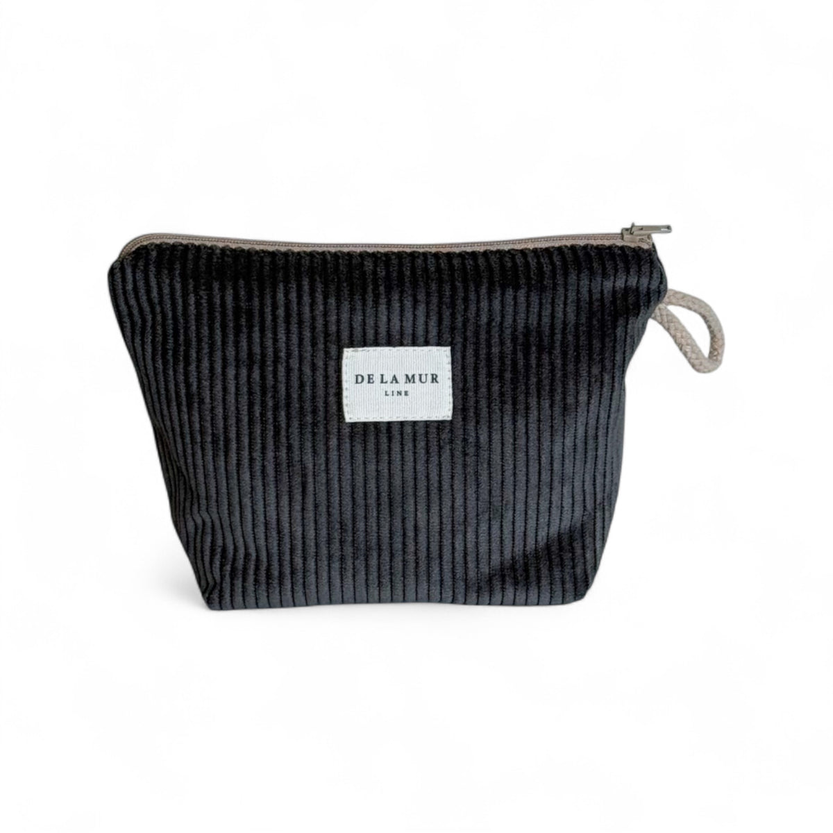 Corduroy Small Makeup Bag – Charcoal Gray (Boni)
