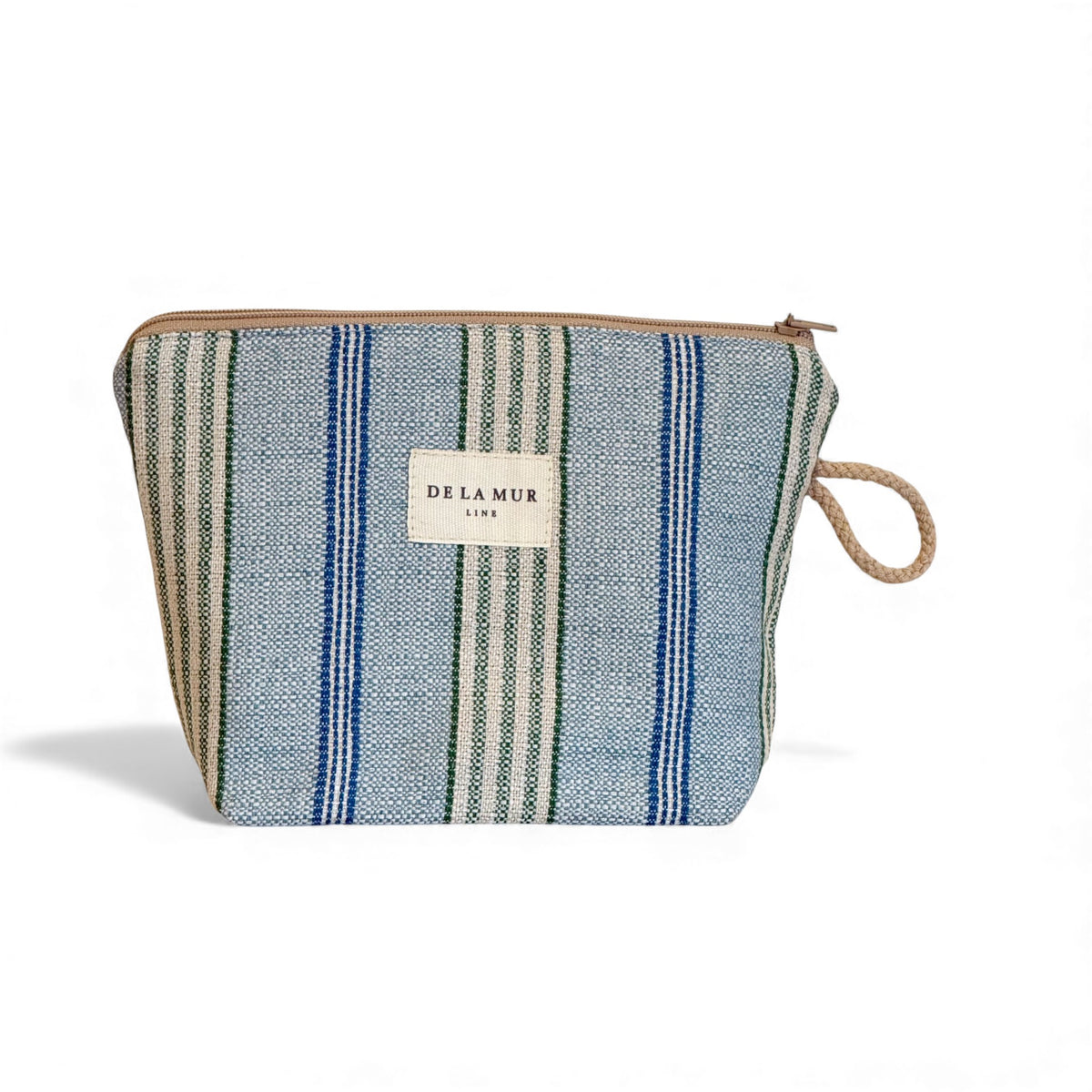Striped Jacquard Small Makeup Bag – Blue & Green (Cata)