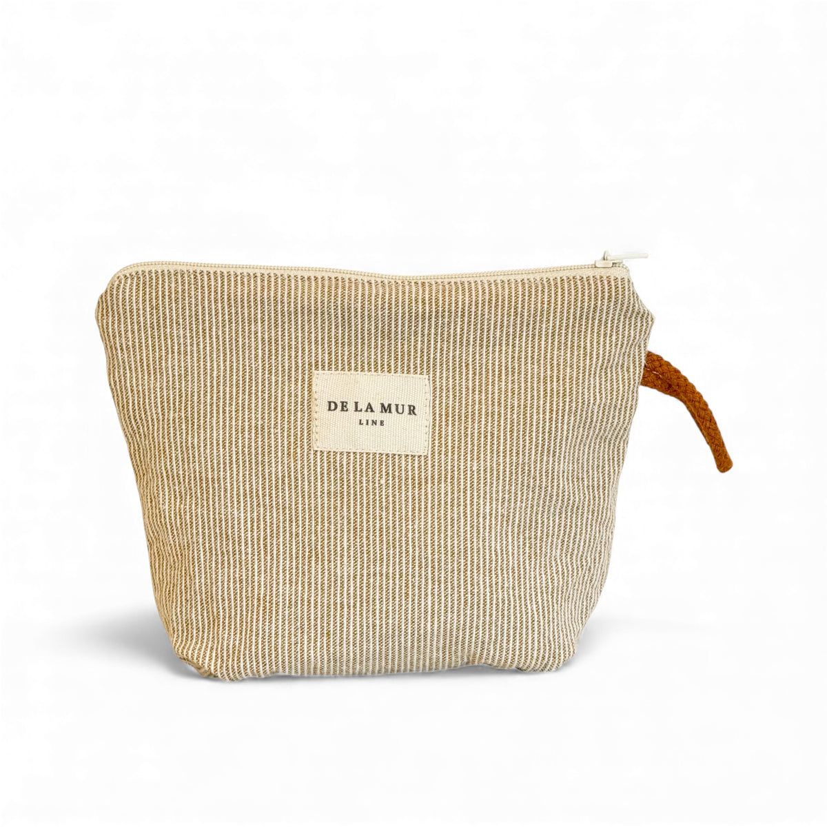Striped Jacquard Small Makeup Bag – Olive & Cream (Foz)