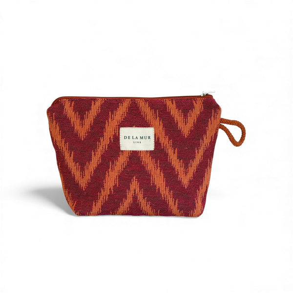 Zigzag Jacquard Small Makeup Bag – Pink & Orange (Fuego)