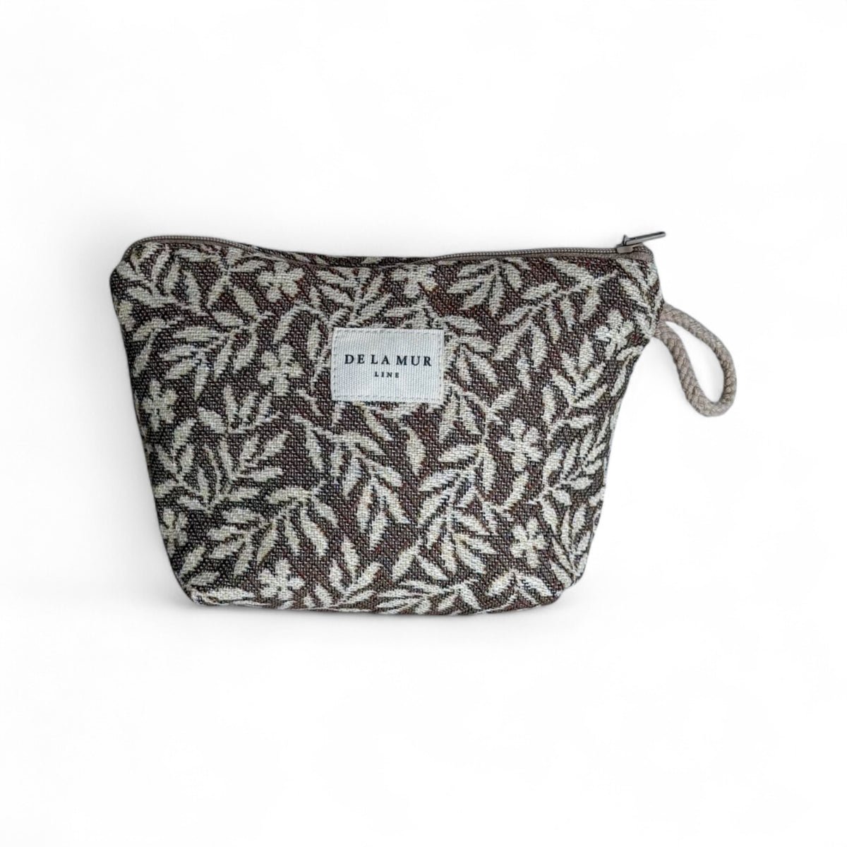 Floral Jacquard Small Makeup Bag – Beige & Cream (Plan)