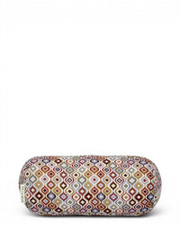 DE LA MUR Onda geometric terry beach bolster pillow in multicolor print, front view