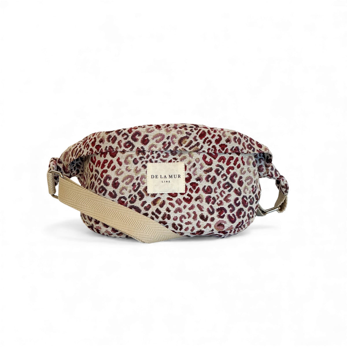 Leopard Jacquard Fanny Pack – Burgundy & Cream (Talco)
